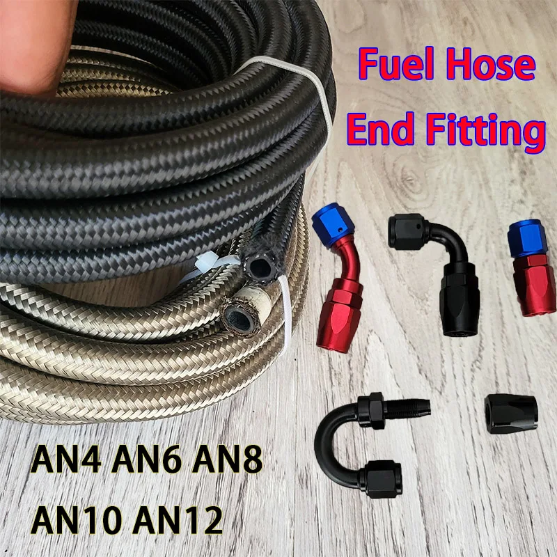 CEP Rubber Hose Nylon Braided Fuel Hose Rotary Joint Connection Adapter Kit AN4 AN6 AN8 AN10 AN12 Hose End Fittings