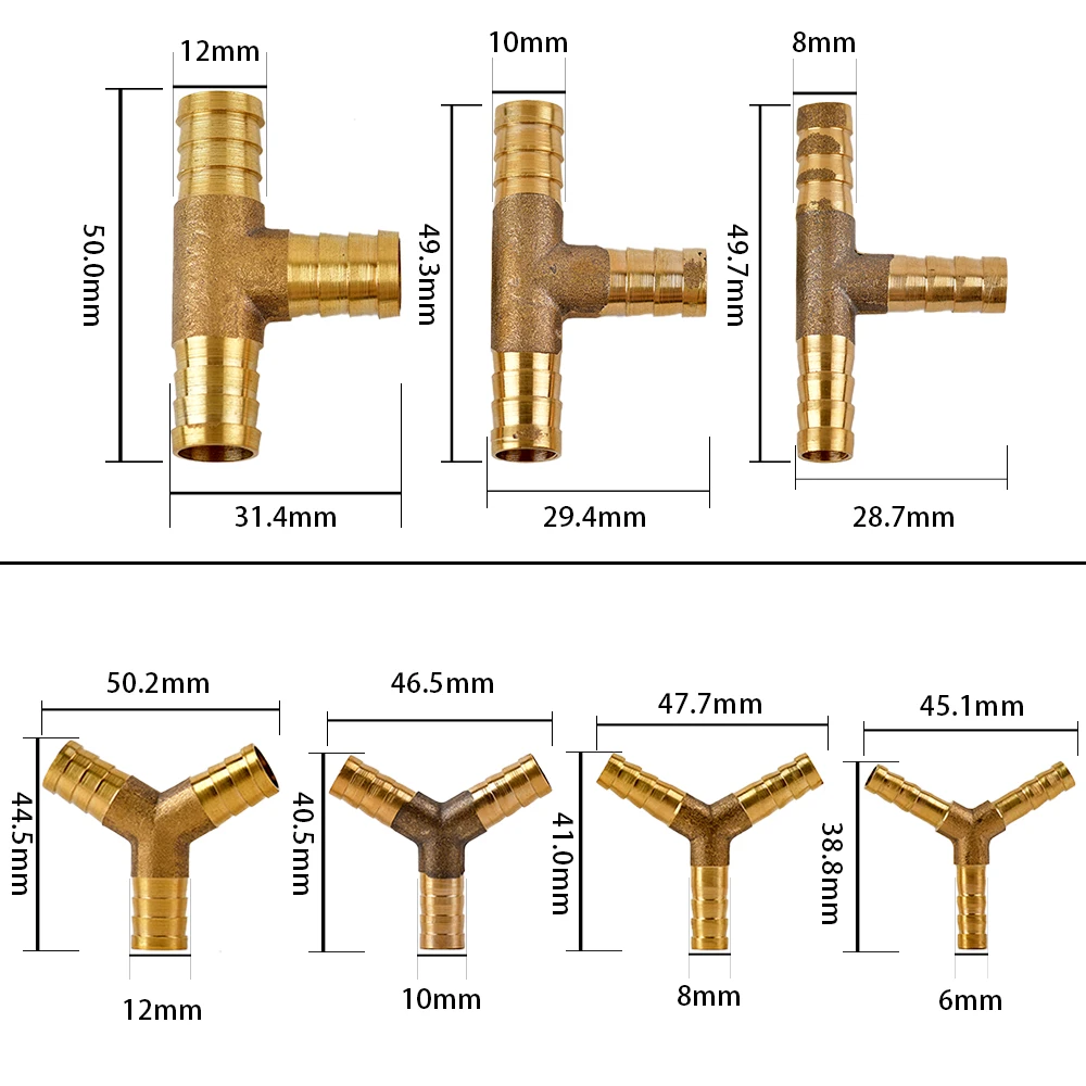 Mosiądz Barb łącznik rurowy 2 3 4 sposób złącze mosiężne do 6mm 8mm 10mm 12mm wąż miedzi Pagoda rura wodna złączki