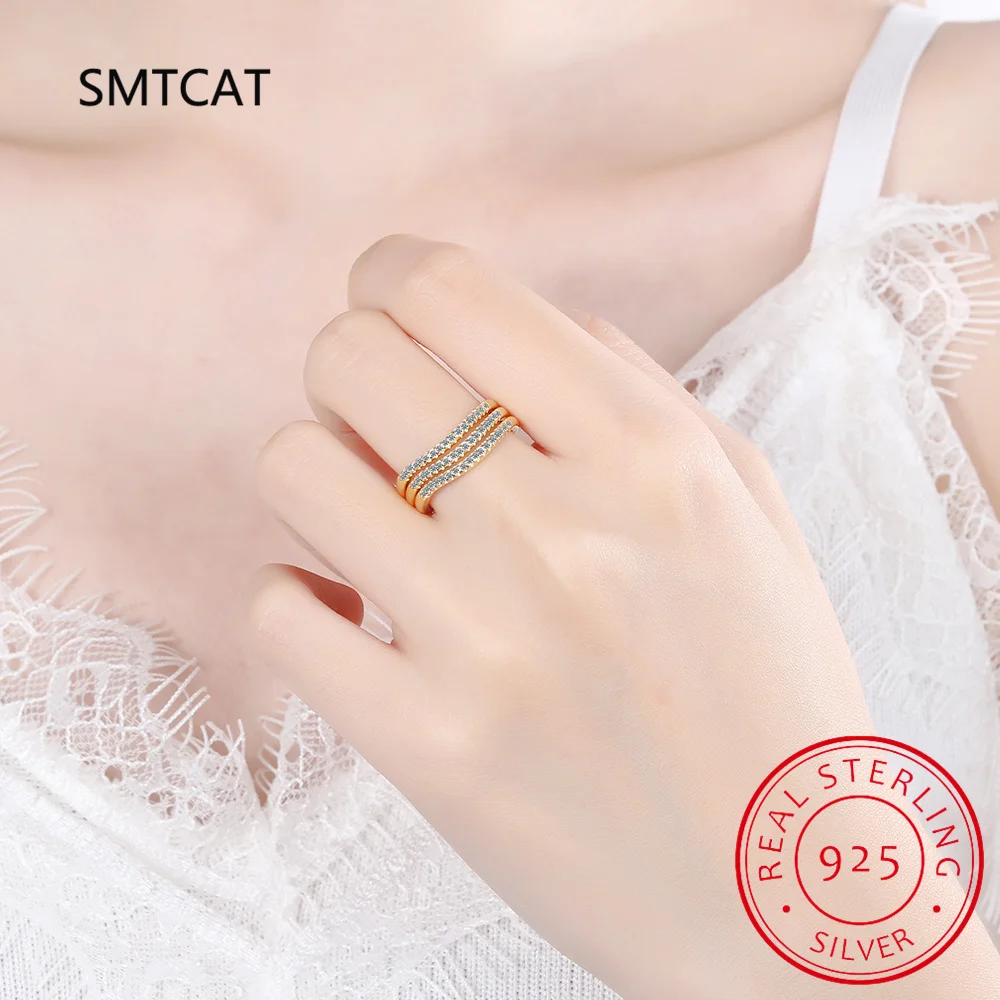 925 Sterling Silver Classic Sparkling Zircon Wedding Engagement Band Promise Bridal Ring Anillos For Women Fine Jewelry Gift view 5