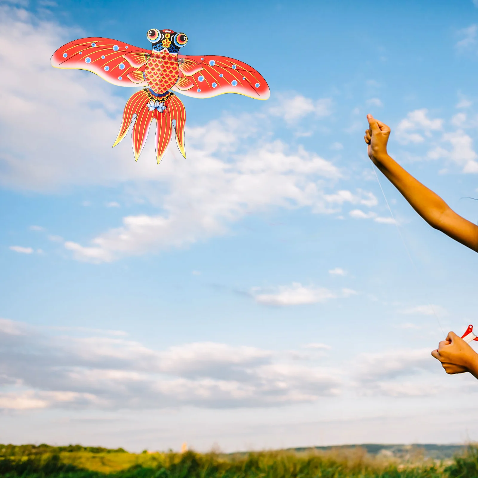 Wędka i latawiec z latawicami cylindrycznymi dla maluchów, małe chińskie latawice dla dzieci.