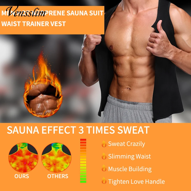 Vensslim Slimming Compression Body Shaper Tops Men Fat Burner Sauna Sweat Trimmer Workout Corset Waist Trainer Weight Loss Vest - view 4