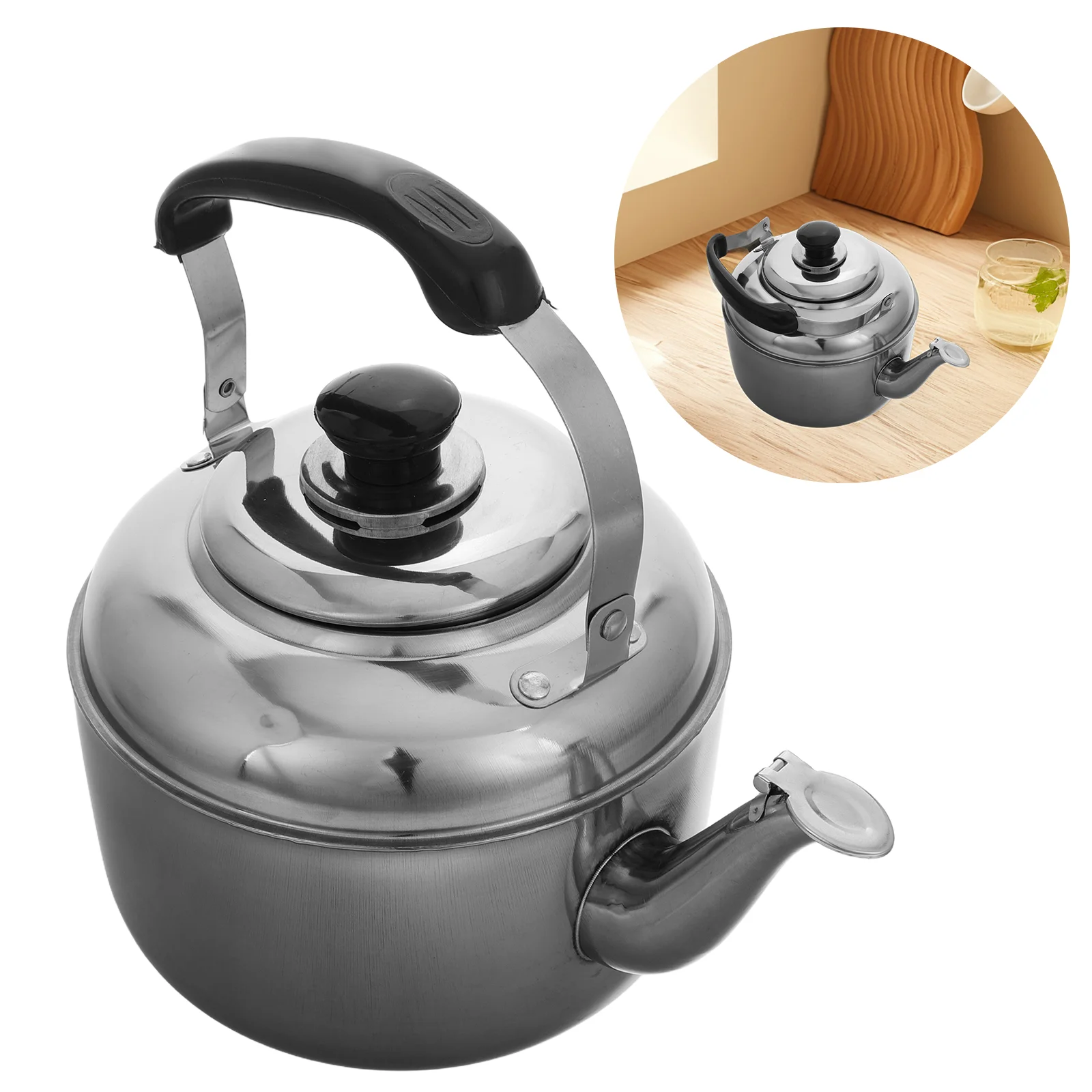 

Stainless Steel Whistling Kettle Automatic Hooter Boil Water Kettle Heat Resistance Bottom Induction Gas Stove