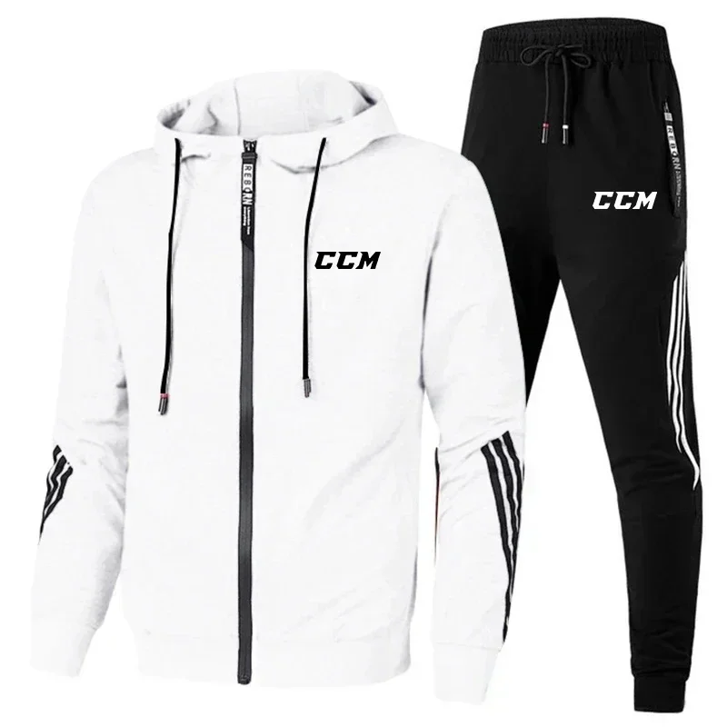 Roupa casual masculina de primavera e outono, jaqueta com zíper com capuz de alta qualidade, conjunto de 2 peças de corrida, montanhismo e esporte fitness