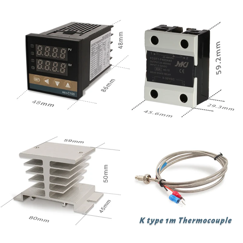 REX-C100 PID Temperature Controller 220v 400 degree Digital thermostat Output 40A SSR K Type Thermocouple