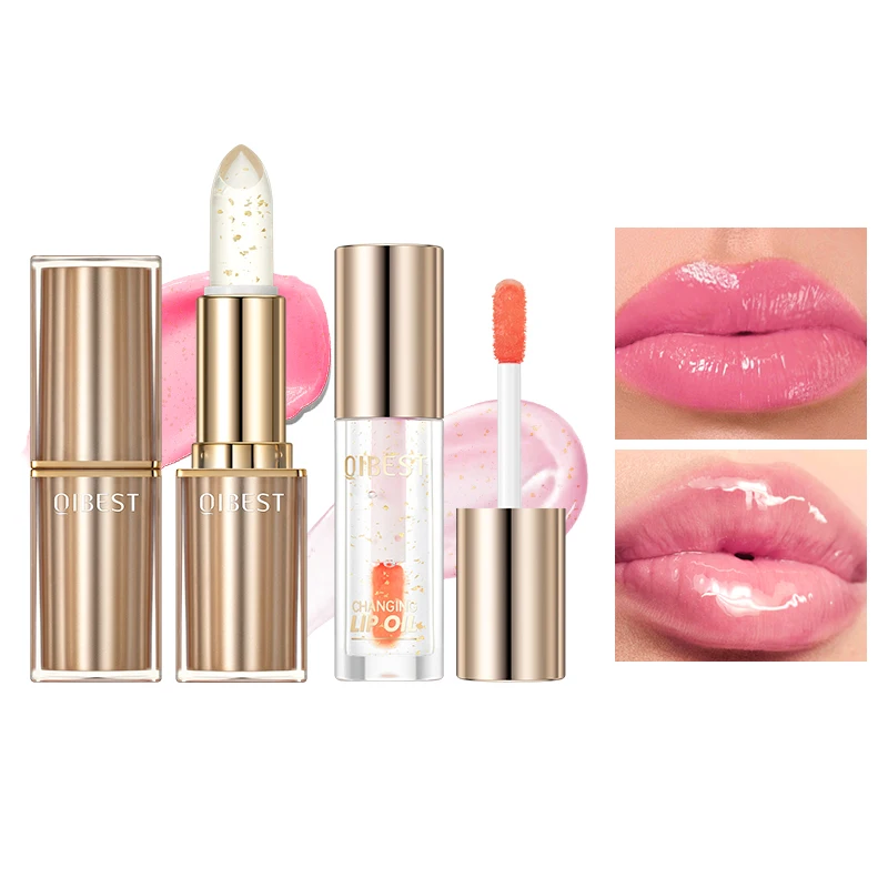 Lipstick+Lip Oil Set, hydraterend en niet vettig, lichtgewicht en glanzend, glad en gemakkelijk aan te brengen, natuurlijk make-up effect