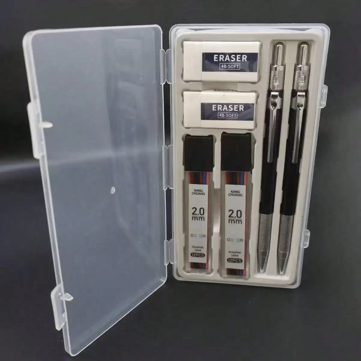 Professioneller automatischer Zeichenstift, Metall-Aktivstift-Set, Ersatzminensatz, 2,0-mm-Bleistiftmine, schwerer, professioneller Automatikstift mit niedrigem Schwerpunkt, durchgehende Minenführung,
