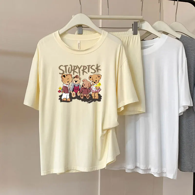 

Sd01 Modal Cotton Pure Color Short-Sleeved Shorts Ladies Pajamas Set Women's Thin Breathable Comfortable Casual Plain Home Wear