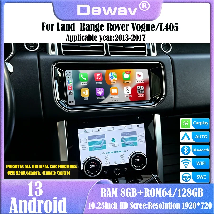 For 2013-2017 Land Rover Vogue/L405 10.25 inch Screen Multimedia Player  Radio with 4G CarPlay Retains OEM Menu Bosch Harman