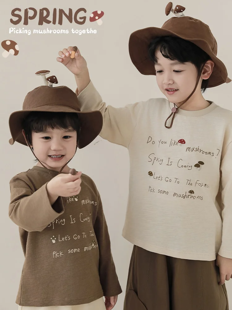 

Boys' Alphabet Printed Embroidered Versatile T-shirt Spring New Children's Casual Top