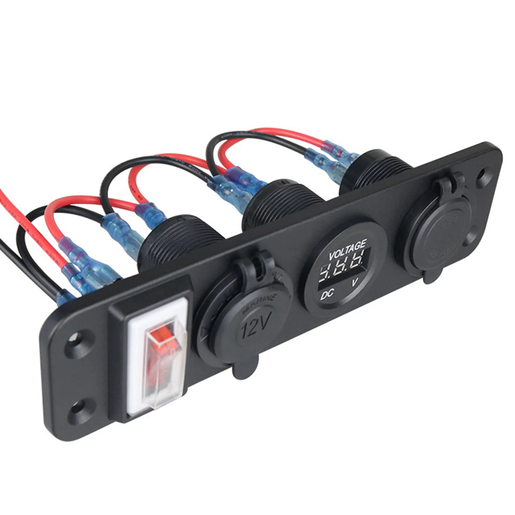 ABHY-4 In 1 New Digital Voltmeter+12V Power Socket +Dual USB Power Charger Adapter Marine USB Charging Socket