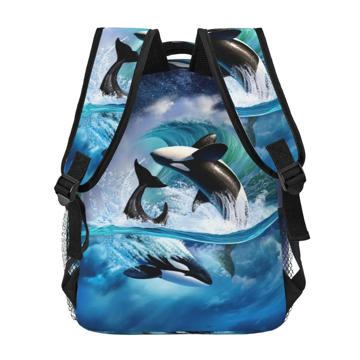 Imagem -04 - Orca Onda Dolphin Mochila para Meninas Meninos Viagem Mochila Mochilas para Adolescente Escola Bolsa