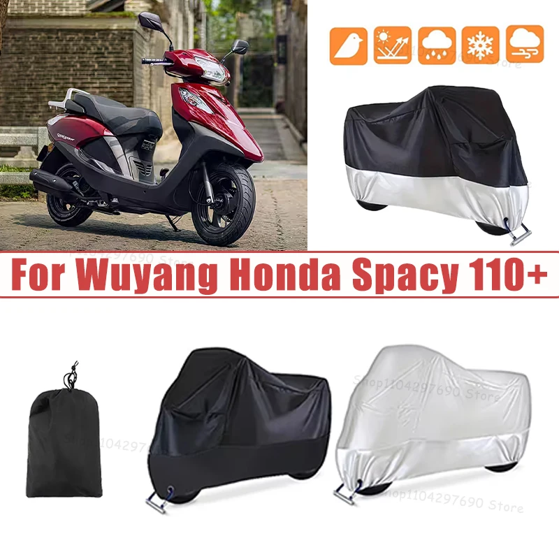 210D Oxford Motorcycle Cover Waterproof All Season UV Protection For Wuyang Honda Spacy 110+ Anti-Tear Windproof Motorbike Cover