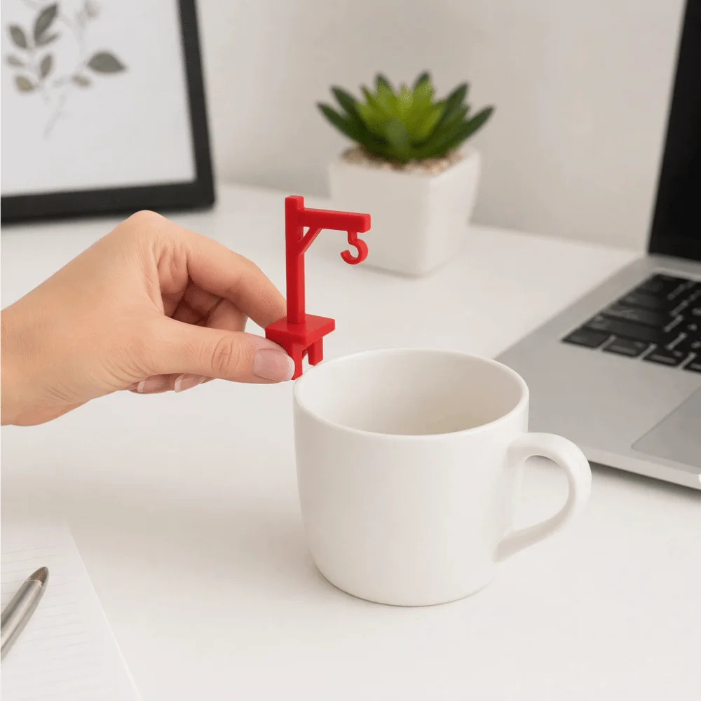 8PCS Novelty Mini Tower Crane Tea Bag Holder Plastic Funny Tea Bag Fixing Clip Anti-Drop Portable Tea Bag Hook Tea Party
