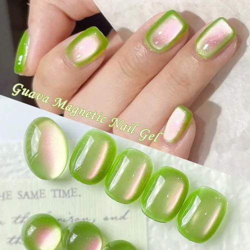 7ml Guava Pink Light Cat esmalte de uñas de Gel magnético cuentas de vidrio verde brillante Soak Off UV Gel Nail Art barniz salón hogar DIY