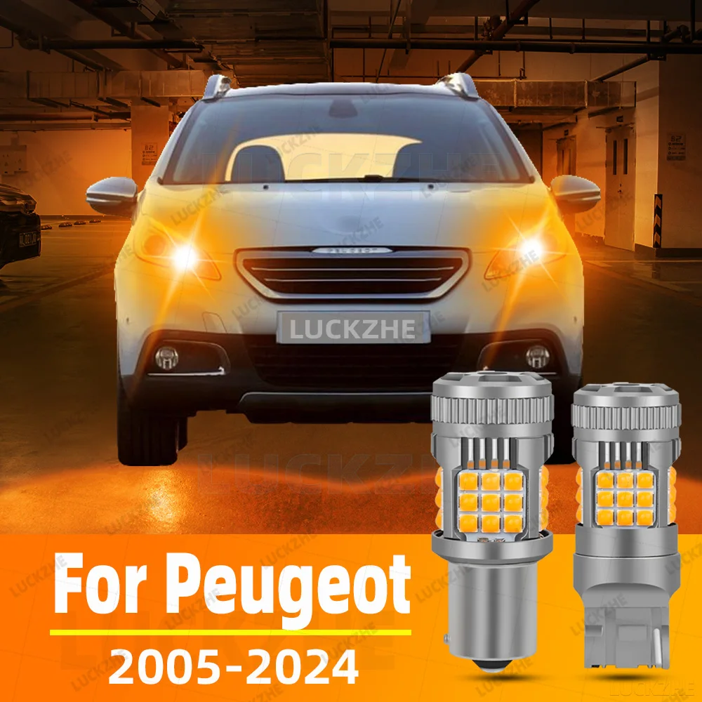 

2pcs Car LED Turn Signal Lights Bulbs Direction Indicator Lamp Bulbs Amber Front/Rear For Peugeot 2007 2008 3008 4007 4008 5008