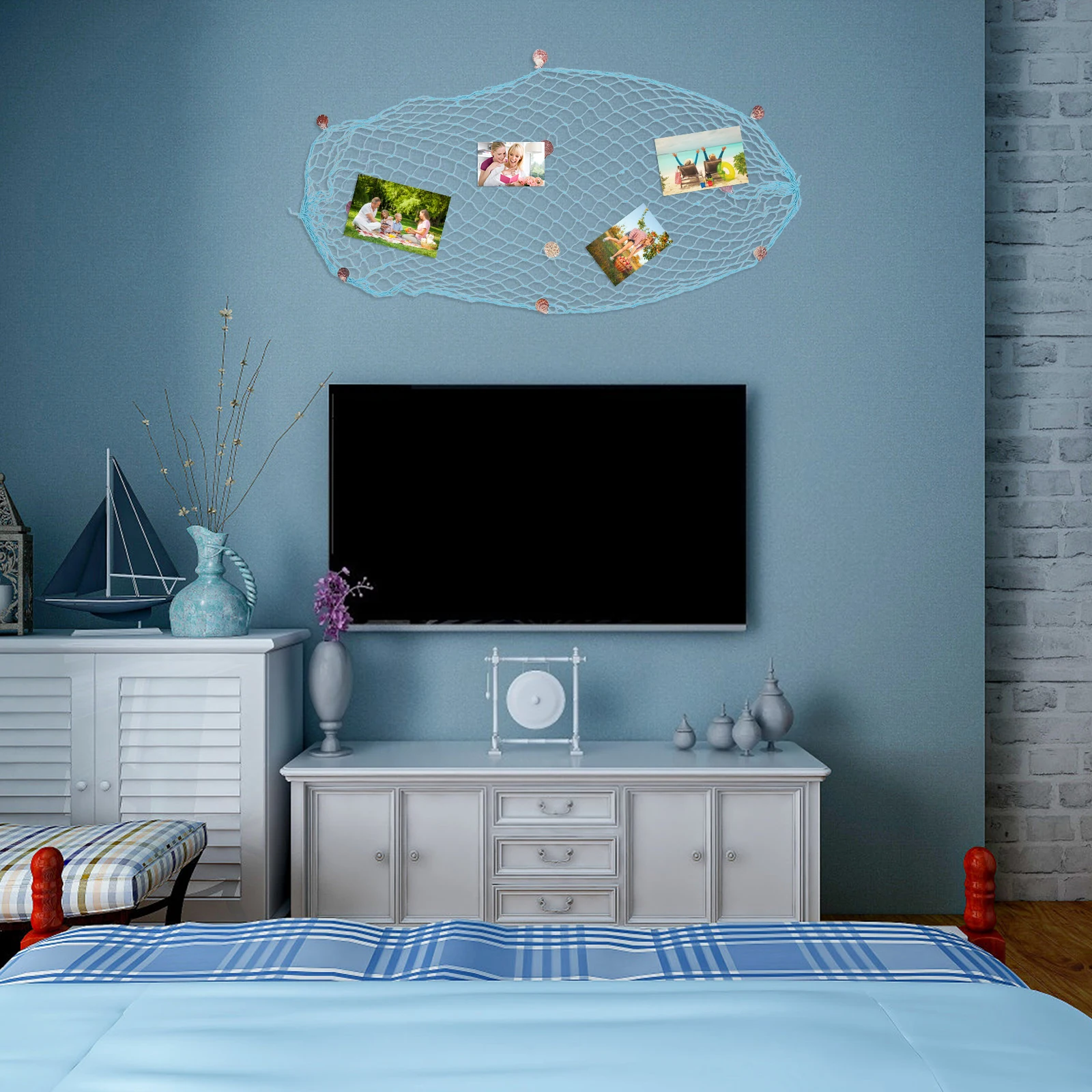 

Cotton Fish Decor Bedroom Office Nautical Photos Props Wall Hanging Ornament Coastal Theme Room Decoration Fishing Net For Home