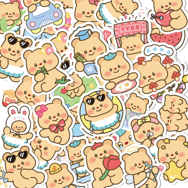 100Pcs Butter bear Cute Pattern Stickers Waterproof Vinyl Decals Computer Phone Case Bottle Decoration for Kids DIY Gifts