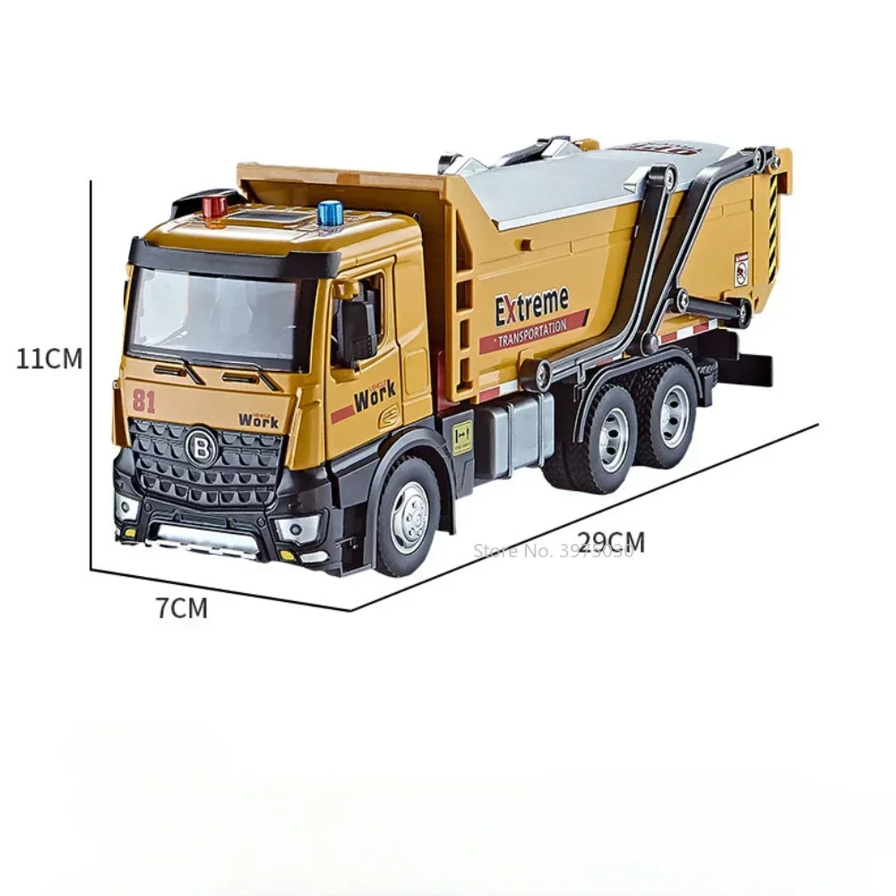 11.4 Inches Engineering Tipper Truck Vehicle Alloy Diecast Model Simulation Trailer Toy with Light Vocalize Rescue Truck for Boy