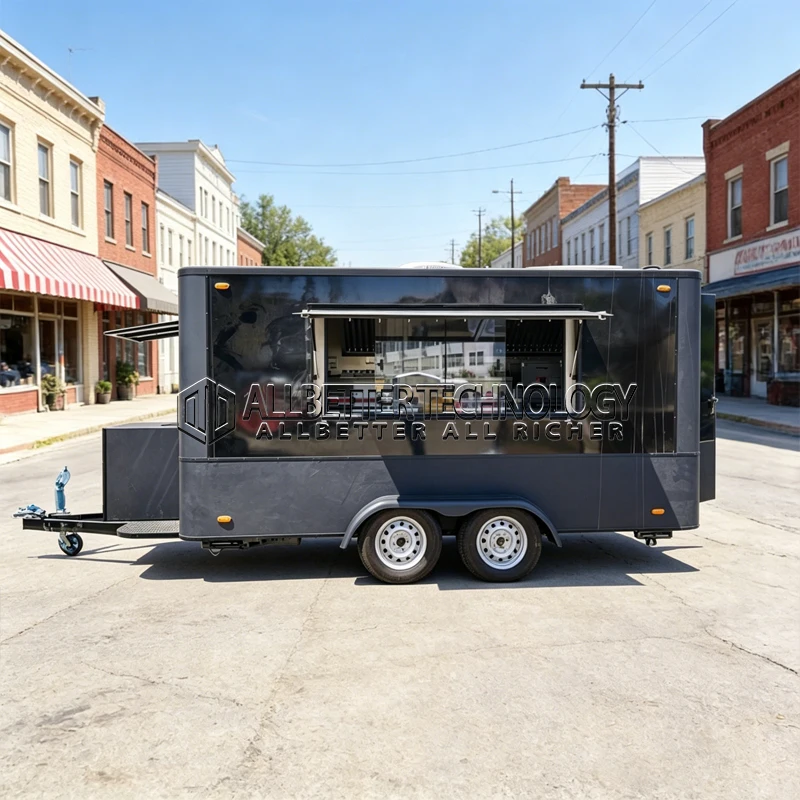 Allbetter New Type Food Truck Trailer Fully Equipped Pizza Oven Grill Fryer Hot Dog Station Ice Cream Machine Catering Trailer