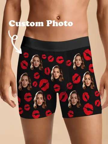 Custom Face Mens Boxer Briefs Personalized Photo Underwear Funny Custom Mens Shorts Six Sizes Available Gift for Him