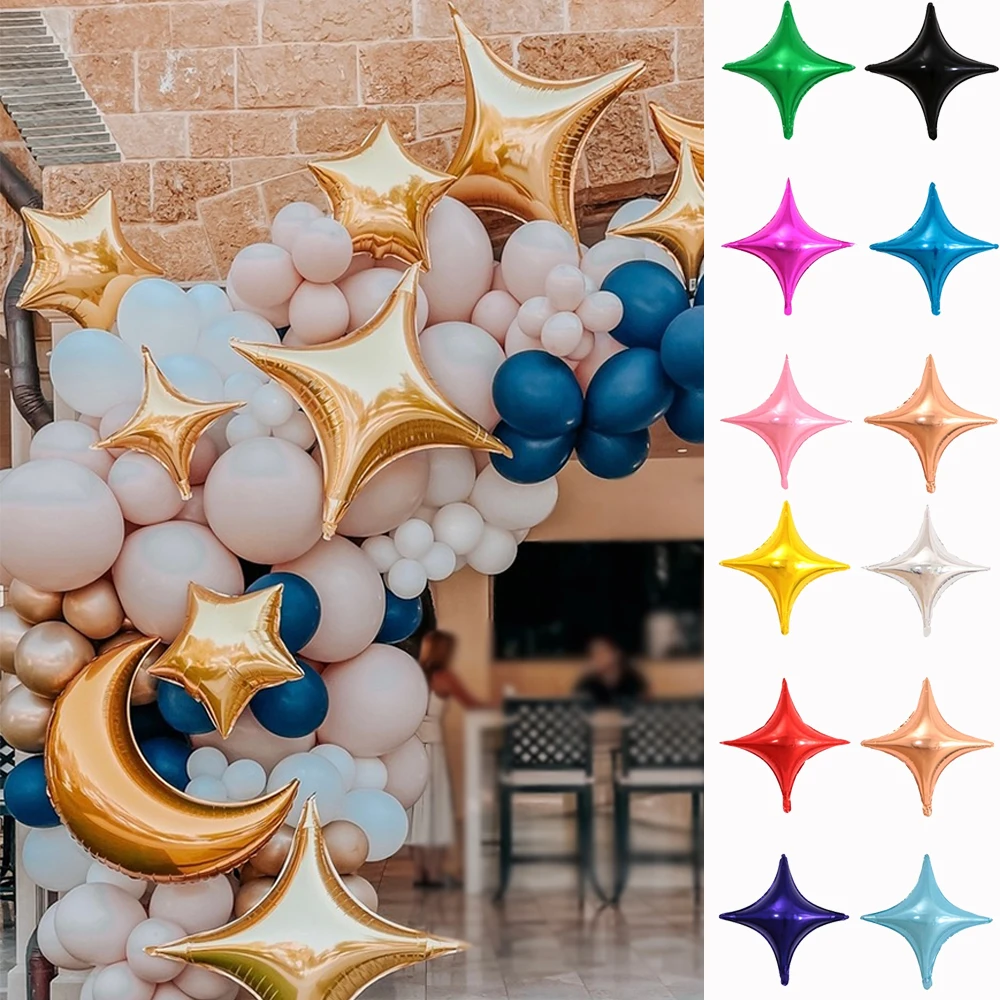 5/10pcs 10/26inch Colorful Four-pointed Star Balloons Helium Foil Balloons Wedding Baby Shower 2024 New Year Party Decoration