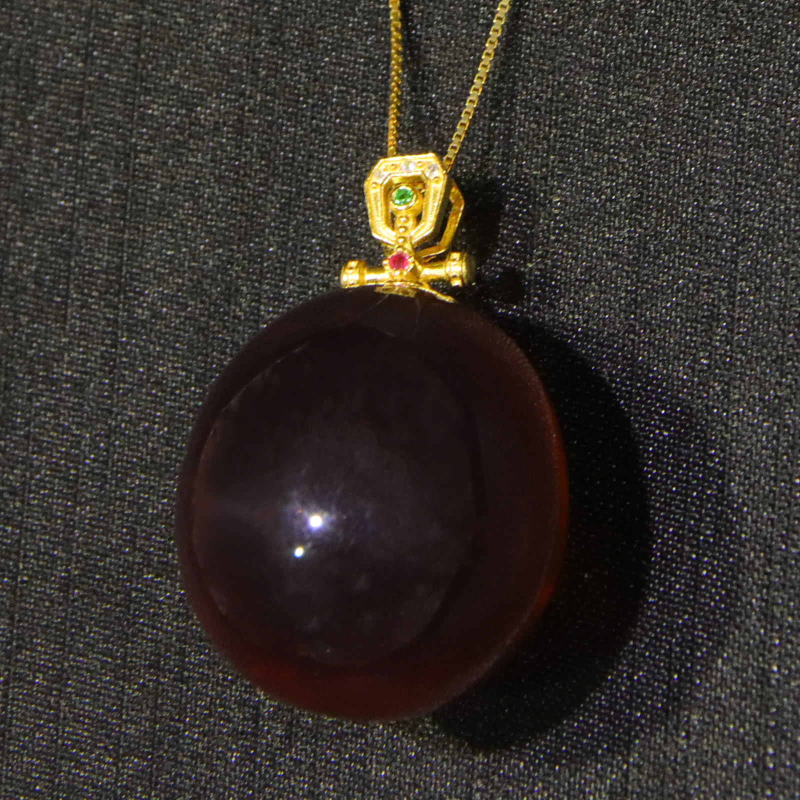 

Natural Violet Amber Pendant with Solid Silver Setting 22.8mm Round Bead Purple Amber Necklace for Women Jewelry Gift