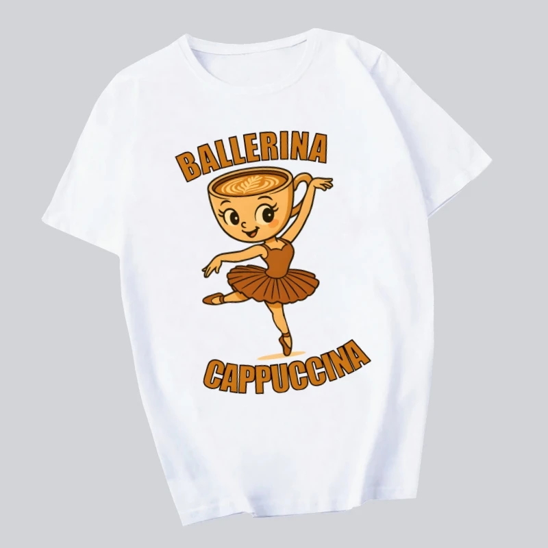 

Italien Brainrot Cappuccino Ballerina Tralalero Chimpanzini Newest Fashion Man Tshirt Summer Fashion T-shirt Casual White Funny