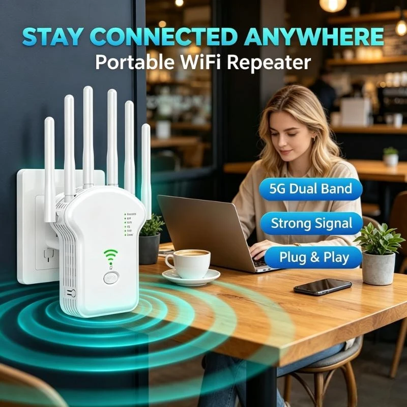 AC1200M Dual Band Repeater Wireless Signal Amplifier 5G High Power Extender Wifi Repeater