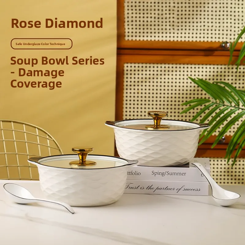 

Новинка 2023, большая миска для супа Capaci с защитой от ожогов и крышкой для микроволновой печи, миска для супа Sichuan Fi, миска Diwaer Se Cerc