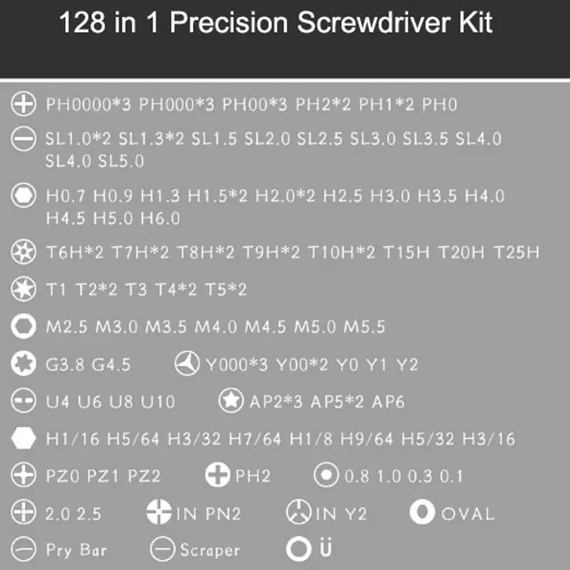 Multi Functional Magnetic Cross Drill Bit 128 in 1 Precision Screwdriver Set, Used for Manual Maintenance of Mobile Phones