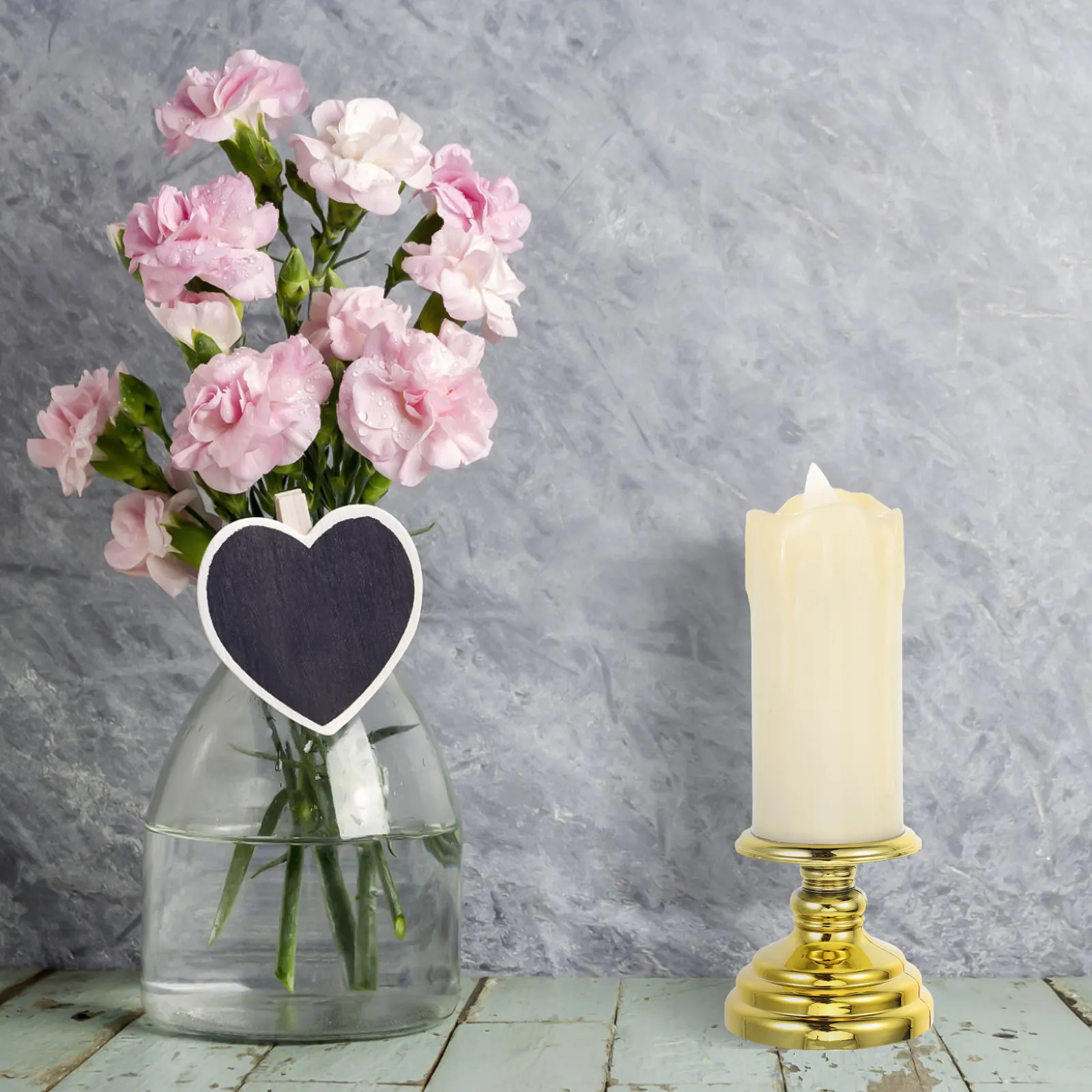 Battery Powered For Living Room Decor Fall Decor Flameless LED Candles Elegant Gold Base Flickering Romantic Ambiance