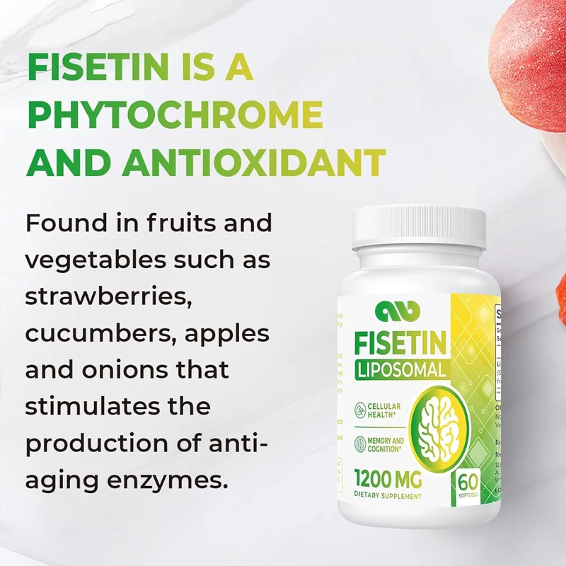 

Fisetin 1200mg Liposome 98% Pure Fisetin Polyphenolic Antioxidant Immune Health Aging Cognitive Support Non GMO 60 Capsules