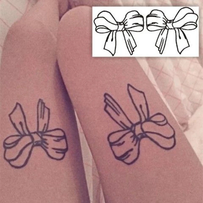 4pc/Lot Bow Black Colored Temporary Tattoos for Women Stickers Neck Thigh Arms Sexy Faux Tatouage Pour Femme Tatuajes Falsos Hot