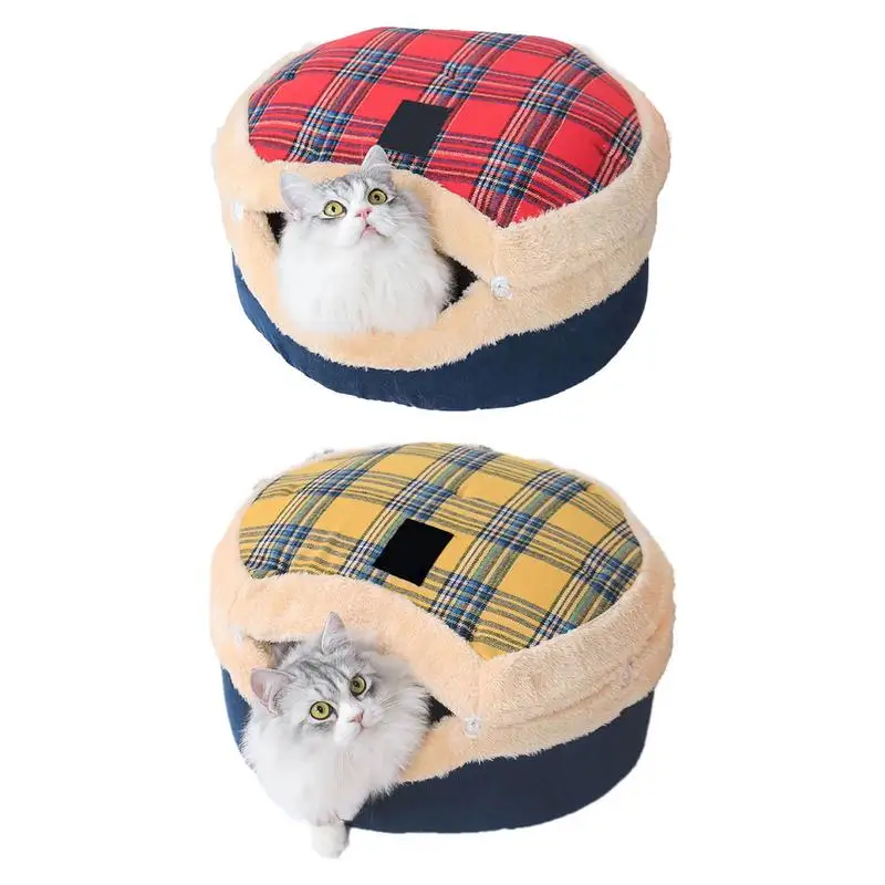 Indoor Enclosed Covered House For Cats Double Mode Design Pet Bed Cat Bed Cat Nest Detachable Comfortable Cozy Sleeping Space