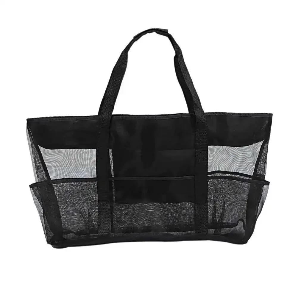 Bolsa transparente de malla de gran capacidad, bolso de mano con bolsillo para playa, aperitivos esenciales, ropa de natación