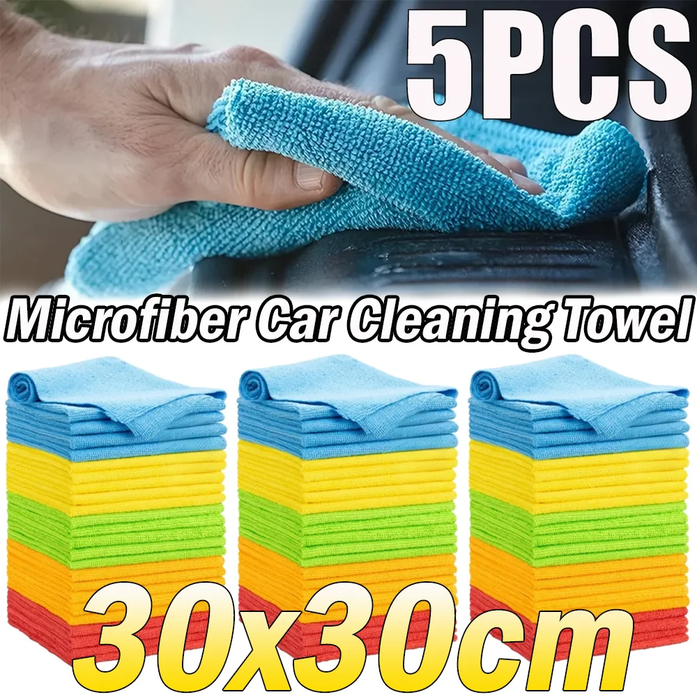 

5PCS Microfiber Car Cleaning Towel Hot-selling Protable Super Absorbent Soft Cleanings Tools Auto Wash Cloths Accessories