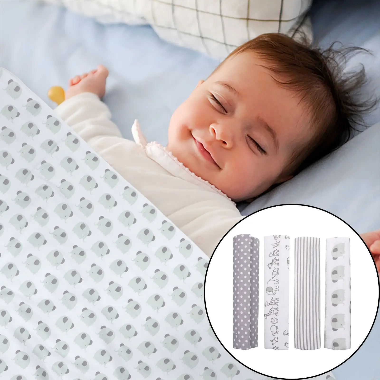 

4Pcs Comfortable Flannel Baby Blanket Swaddling Shawl Newborn Wrap Infant Towel Quilt