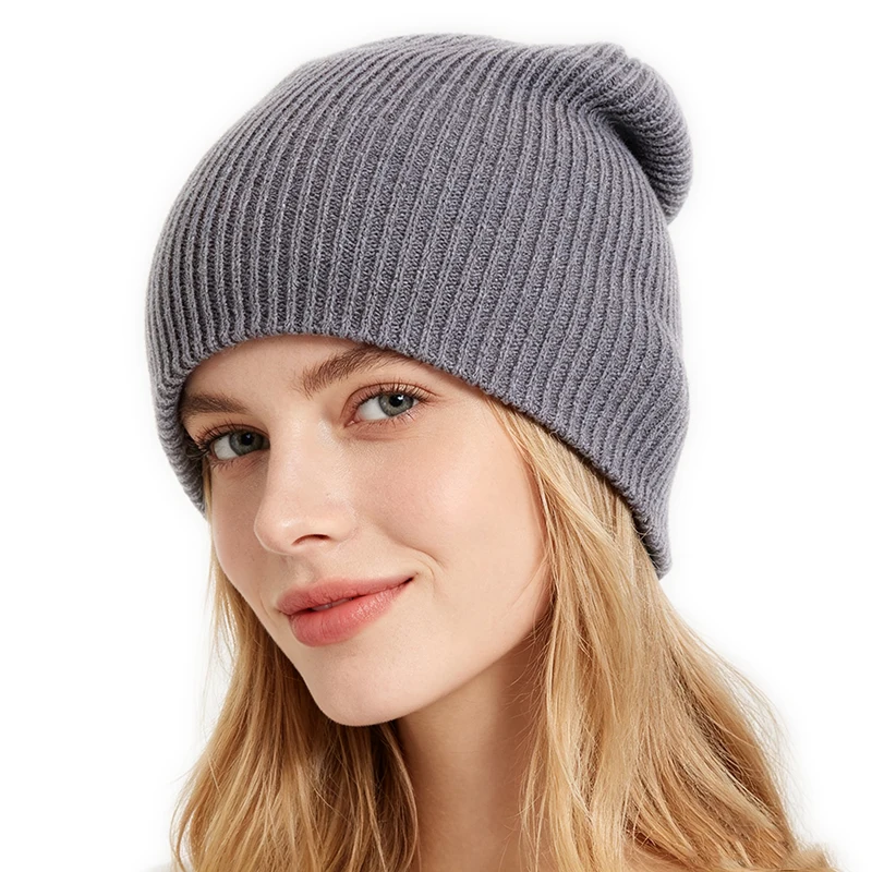 Unisex Ribbed Knit Beanie Hat Solid Color Soft Stretch Warm Winter Skull Cap for Men Women Daily Street Wear