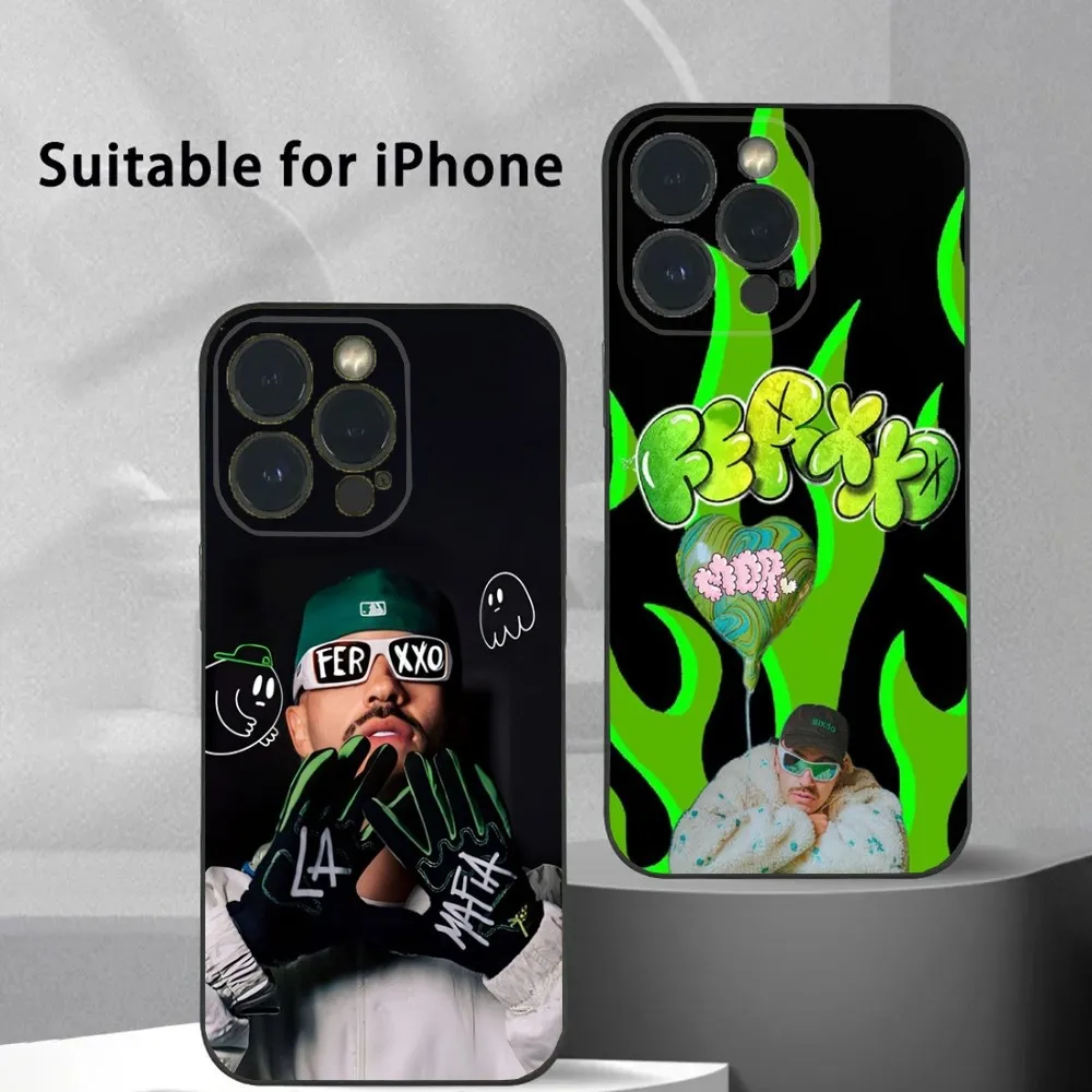 

Singer F-Feid Ferxxo Phone Case For iPhone 16 15 14 13 12 11 Plus,Pro Max,XS,X,XR,SE,Mini,8,7 Soft Silicone Black Cover