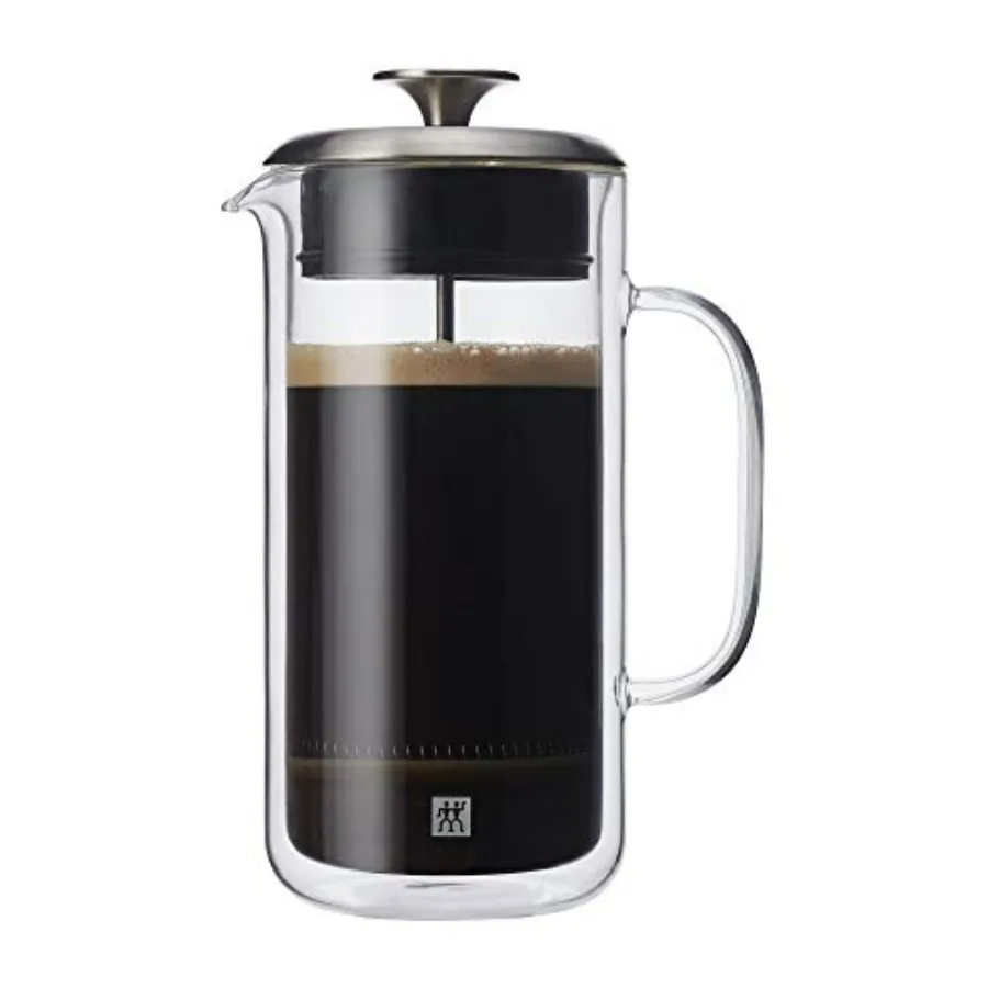 

Sorrento Plus Double Wall French Press Coffee Maker with Stainless Steel Body and Black Finish for Superior Heat Retention and