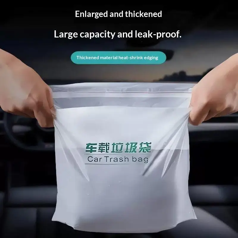 100Pcs Leak Proof Disposable Car Trash Bags Self Adhesive Portable Garbage Sacks for Road Trips Camping Auto Use