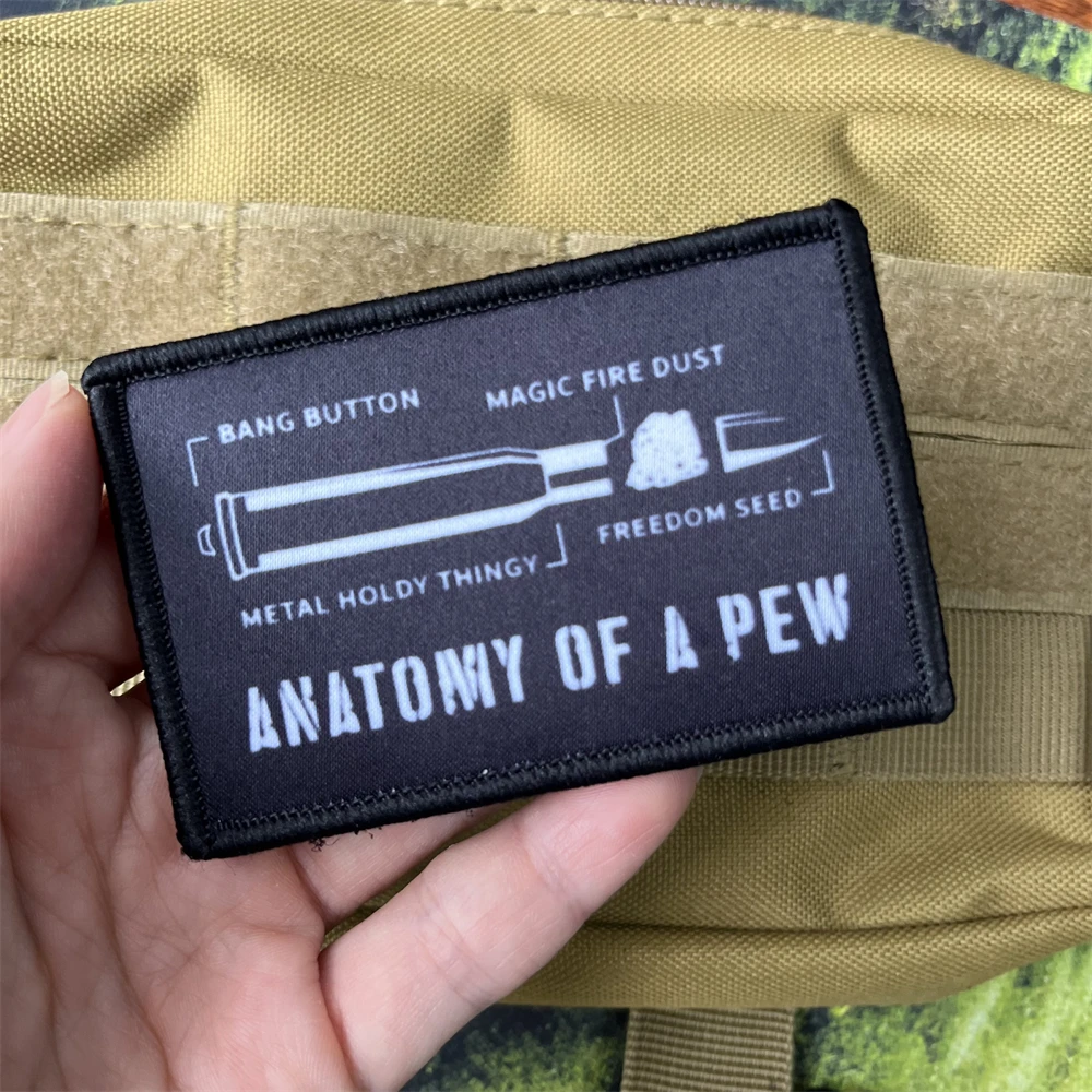 PROTECTED BY HIGH SPEED WIRELESS DEVICE Morale Badge Patch Anatomy of A Pew Printed Patches Tactical Backpack Hook&Loop Stickers - view 2