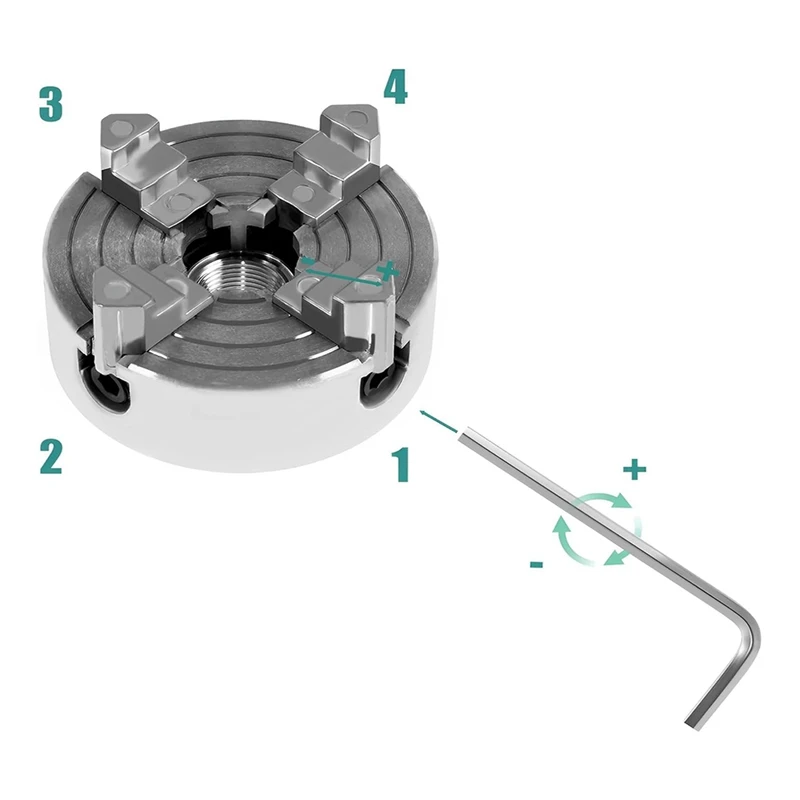 4-х кулачковый токарный патрон, самоцентрирующийся токарный патрон из цинкового сплава, набор металлических прочных с гаечным ключом и шатуном, для деревообрабатывающих токарных станков