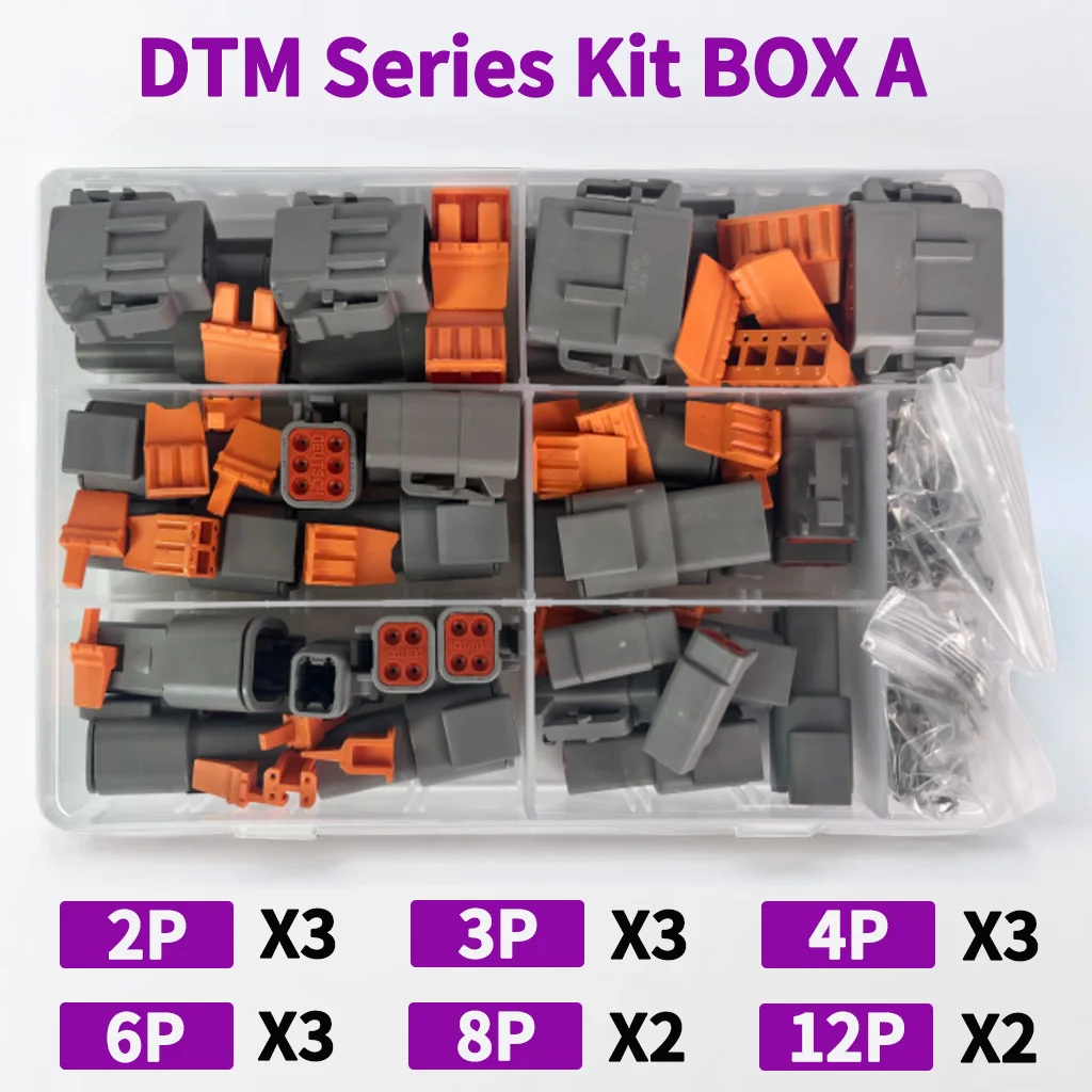 1/5/10Boxes Deutsch DTM Series Connector Kit  Automotive Sealed Plug Terminals Pins DTM06-2/3/4/6/8/12S DTM04-2 3 4 6 8 12P
