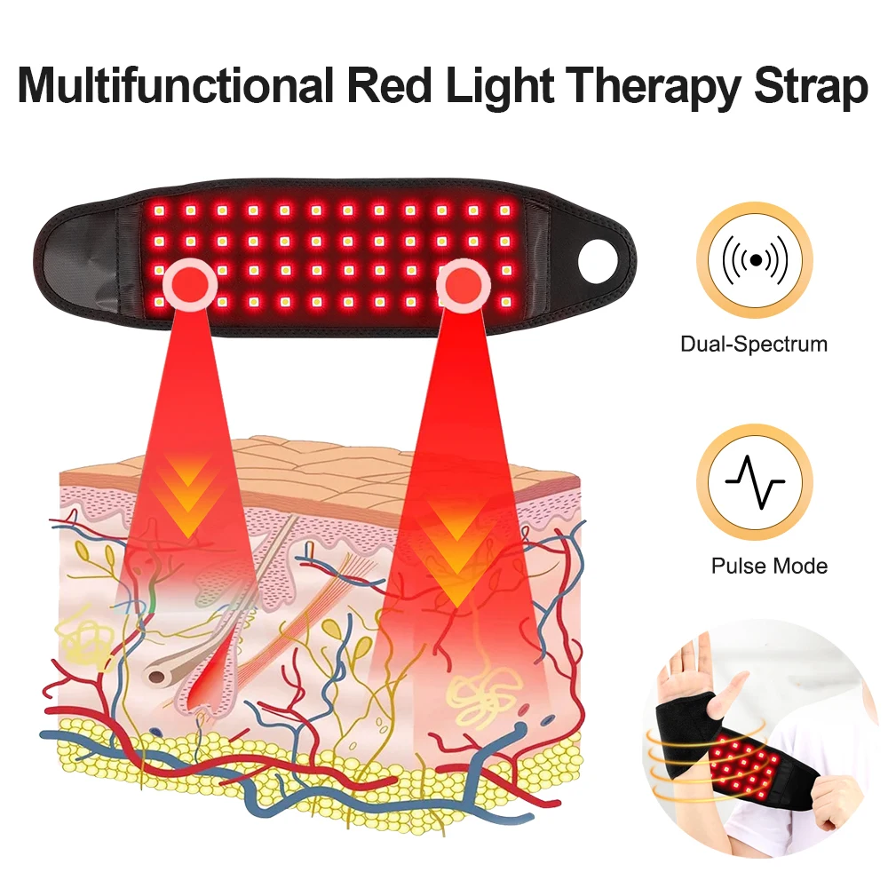 660nm 850nm LED التدفئة بالأشعة تحت الحمراء شريط للرسغ العلاج بالضوء الأحمر حامي المعصم ساخنة تدليك المعصم التفاف دعم هدفين USB شحن #3