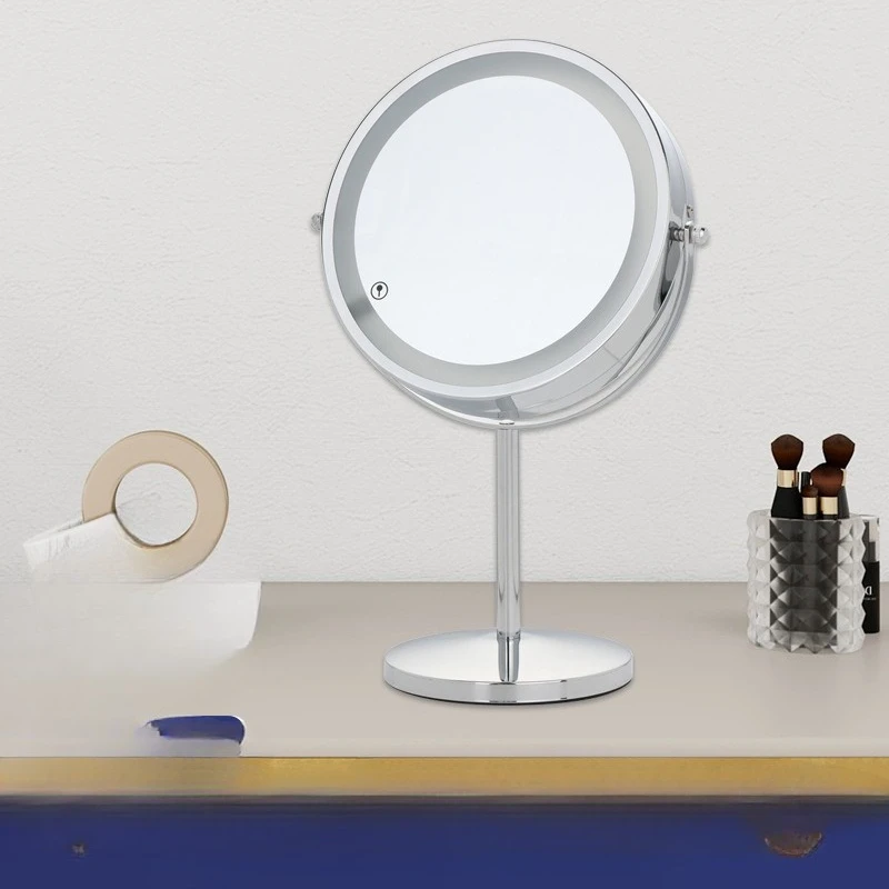 

Magnifying Led Makeup Decorative Mirrors Double Lipstick Standing Travel Mirrors Dressing Table Metal Home Cermin Rias MHHZJ