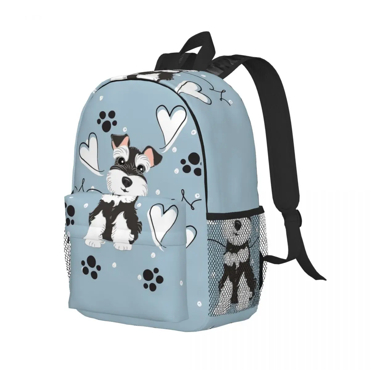 Love Black And White Miniature Schnauzer Backpack Student Boys Girls BookBag Men Women School Bag Computer Shoulder Bags