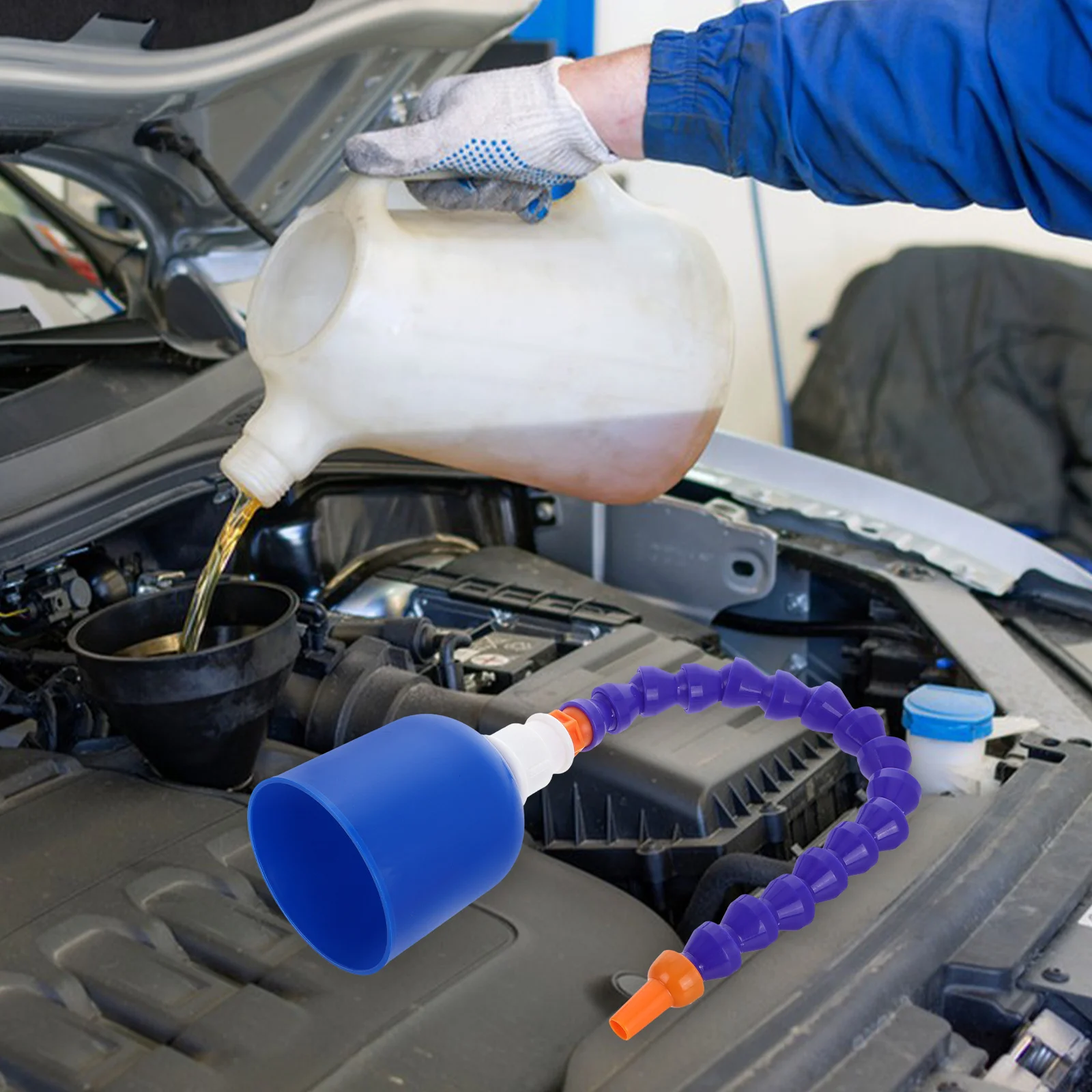 قمع زيت مرن واسع الفم للسيارة والدراجات النارية للتزود بالوقود أداة نقل الوقود البلاستيكية المتينة للسيارات الهيدروليكية #4