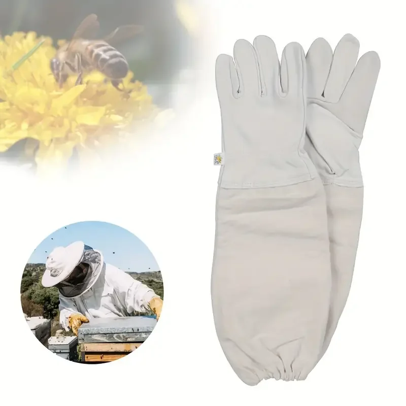 Beekeeping Gloves Anti-bee Anti-sting Breathable Protective Long Canvas Sleeve for Beekeeper Canvas Gloves Beekeeping Tools