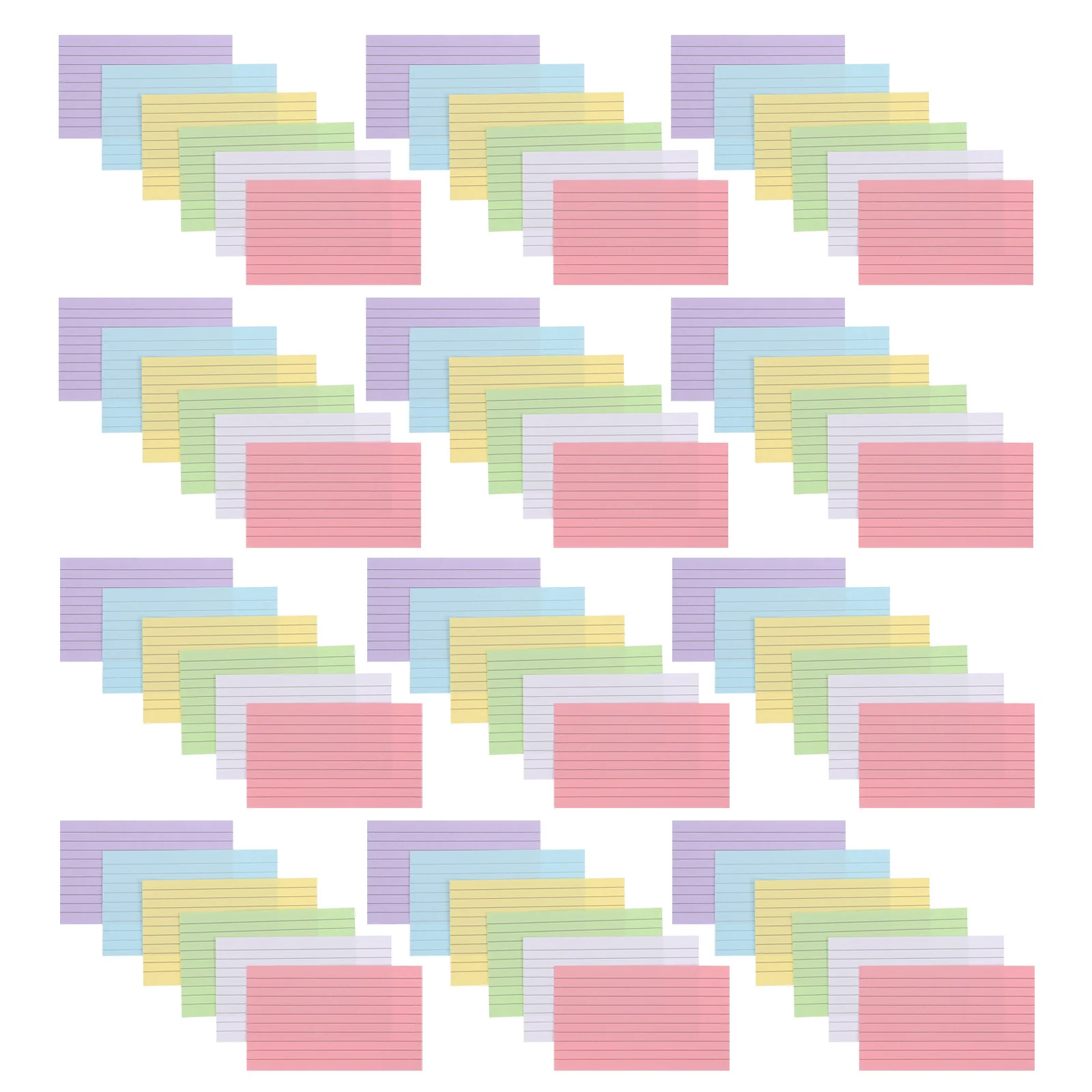 

600Pcs Memory Cards Heavyweight Colored Index Cards Dual Sided Ruled Lines Study Flashcards School Office Note Pad